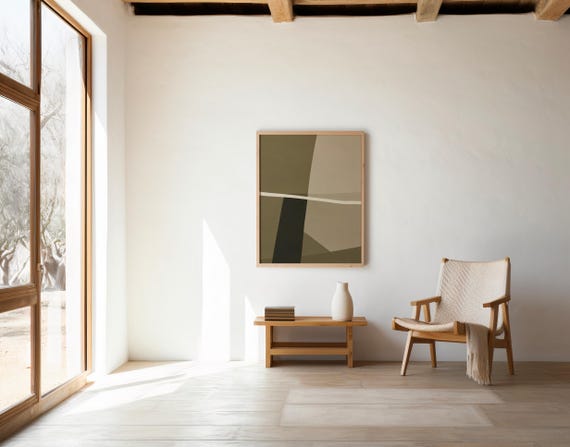 Olive Wall Art | Geometric Line Abstract – Printable | Instant Download