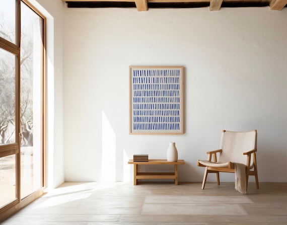 Blue Mark Grid Wall Art | Cobalt Dash Print – Printable | Instant Download