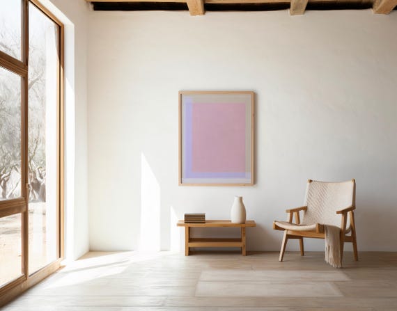 Pink Blue Color Block Print | Soft Geometric Minimalist Wall Art (Digital Download)