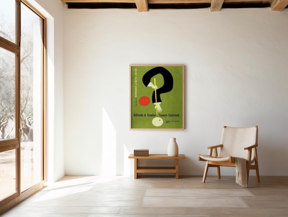 Vintage Billiards Art Print: Mid-Century Game Room Decor | Retro Sports Wall Poster Digital Download