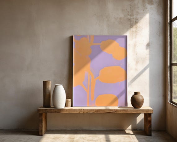 Peach Lavender Abstract Shapes | Framed Poster
