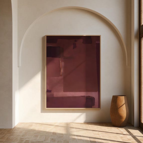 Deep Burgundy Abstract Wall Art – Canvas or Framed Canvas