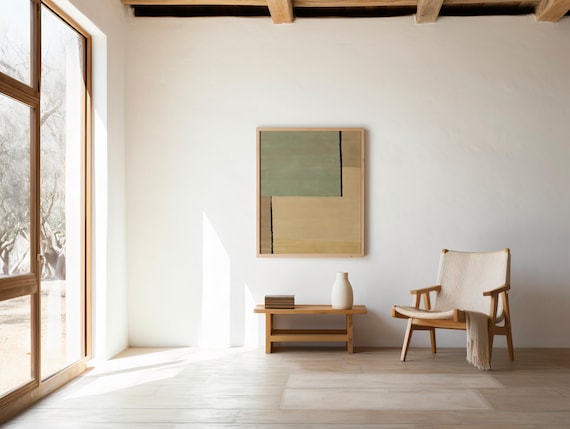 Minimalist Neutral Abstract Print | Sage Beige Wall Art (Digital Download)