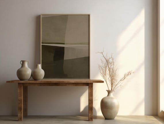 Fine Art Poster: Sage Green Abstract Landscape Print (Unframed)