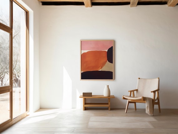 Abstract Color Block Digital Art Print | Mid Century Modern Wall Decor | Minimalist Geometric Poster