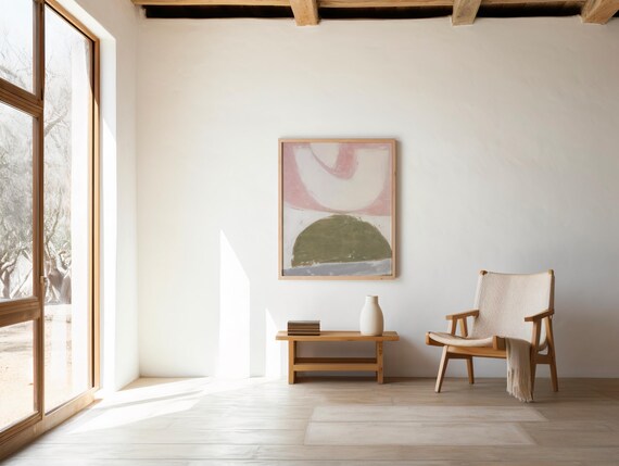 Blush Pink Abstract Art Print, Modern Minimalist Decor (Digital Download)