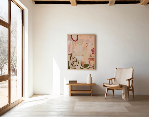 Organic Abstract Wall Art in Warm Earthy Neutrals – Digital Download