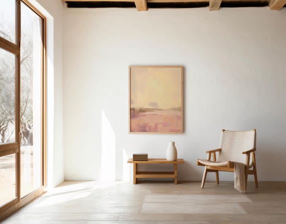 Blush Desert Printable Wall Art | Minimal Pink Landscape | Digital Download