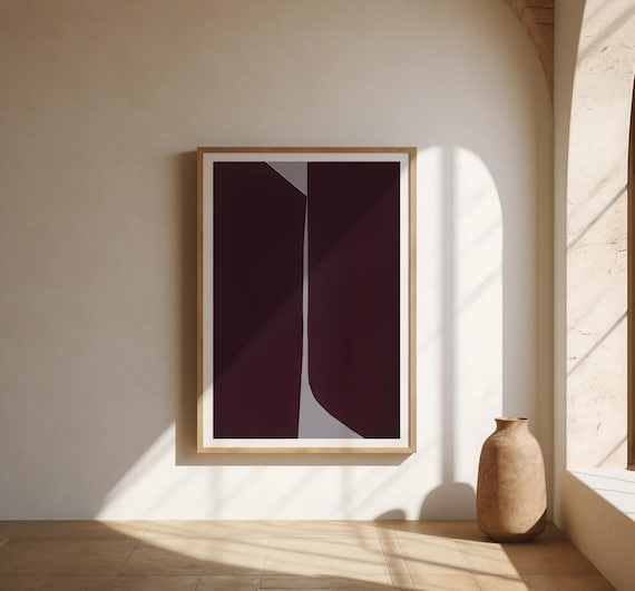 Maroon Abstract Art Print • Modern Minimalist Home Decor (No Frame)