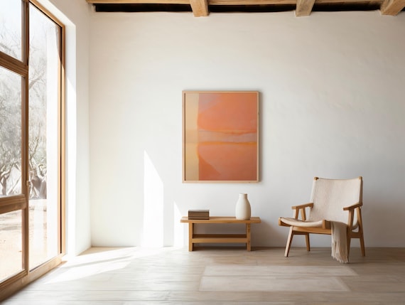 Sunset Horizon Abstract • Warm Minimalist Orange Digital Art Print (Digital Download)