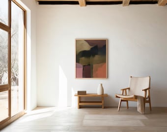 Moody Earth Tone Abstract Wall Art – Olive Blush Modern | Digital Download