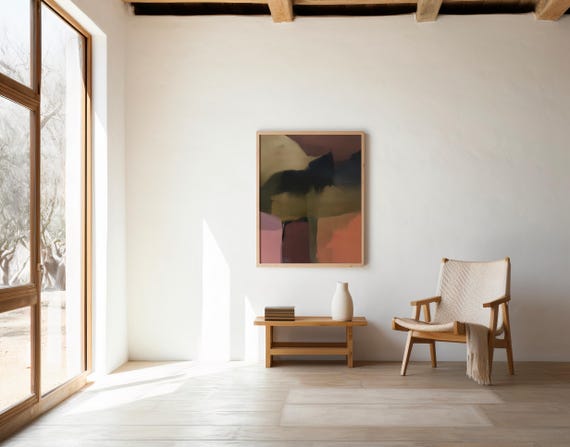 Moody Earth Tone Abstract Wall Art – Olive Blush Modern | Digital Download