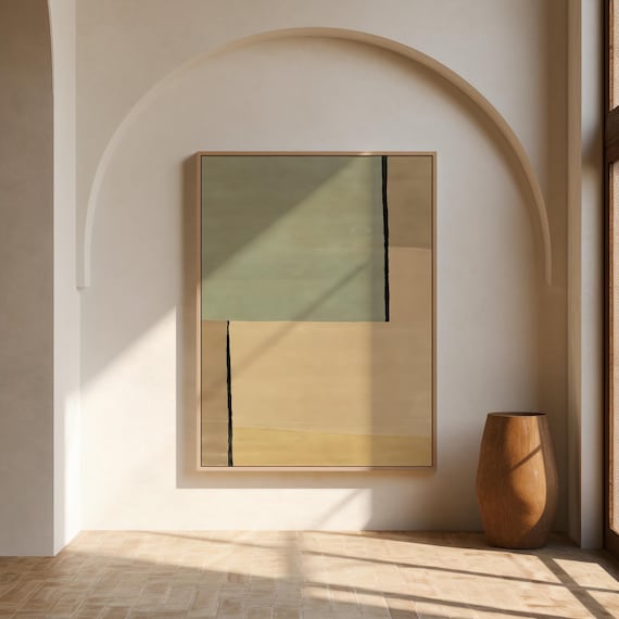 Minimalist Neutral Abstract Print | Sage Beige Wall Art (Digital Download)