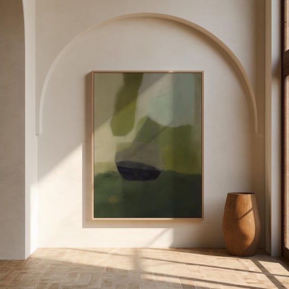 Fine Art Poster | Abstract Green Gallery-Quality Print | Modern Minimalist Decor (Unframed)