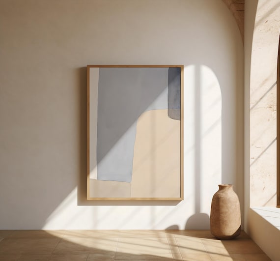 Minimalist Blue Beige Abstract Fine Art Poster (Unframed)