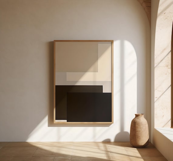 Neutral Beige & Brown Minimal Abstract Wall Art – Fine Art Poster