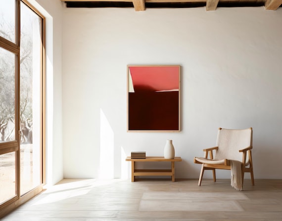 Deep Red & Pink Abstract | Modern Minimal Wall Art | Digital Download