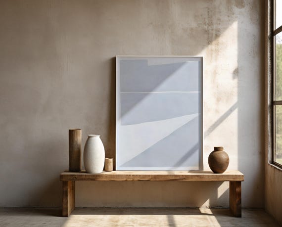 Soft Blue Minimalist Abstract Wall Art | Framed Poster