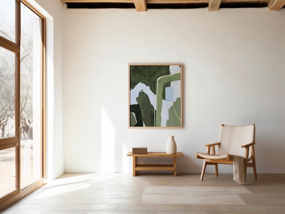 Abstract Green Wall Art: Modern Earthy Texture (Digital Download)