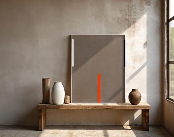 Minimalist Modern Abstract Art | Neutral Taupe Wall Decor | Framed Poster