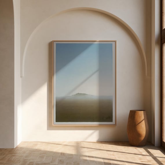 Calm Blue Horizon Landscape Print: Minimalist Neutral Wall Art (Digital Download)