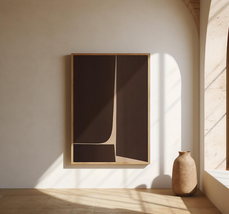 Digital Download: Modern Minimalist Brown Abstract Art Print | Neutral Wall Art | Contemporary Printable Poster image 2