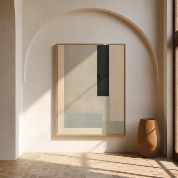 Neutral Minimalist Abstract Wall Art – Framed Canvas