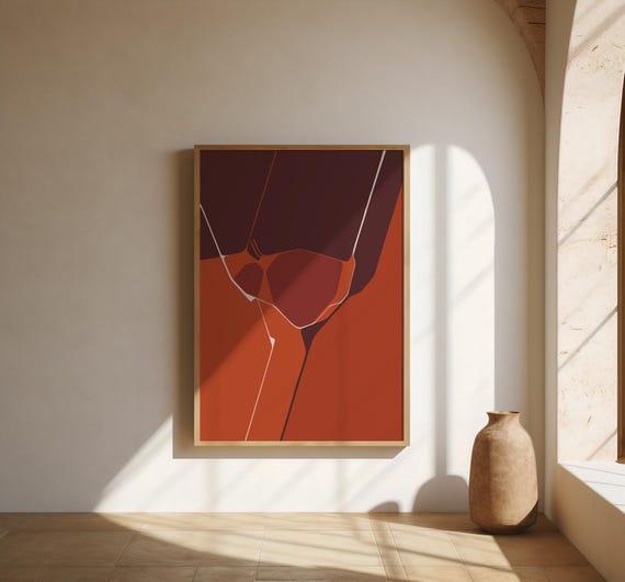 Terracotta and Burgundy Abstract Wall Art | Bold Shapes – Fine Art Poster Print