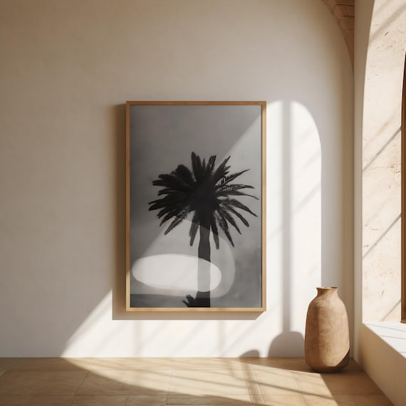 Black and White Palm Tree Print | Modern Abstract Art | Digital Download