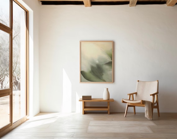 Sage Green Abstract Wall Art | Neutral Minimalist Organic Modern Decor | Digital Download