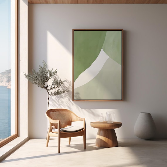 Digital Download: Sage Green Abstract Print | Modern Organic Shapes  | Minimalist Neutral Wall Art