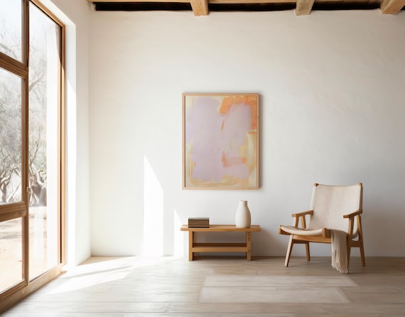 Soft Peach Abstract Wall Art – Pastel Minimalist Print | Digital Download