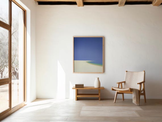 Minimalist Beach Landscape Art Print: Serene Coastal Decor (Digital Download