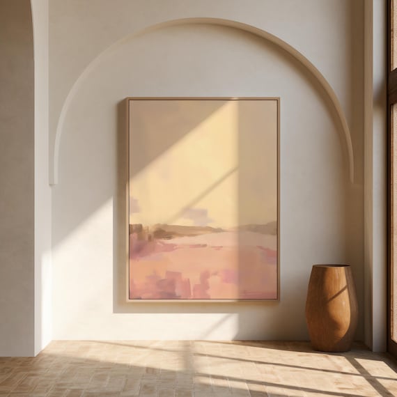 Blush Desert Landscape Wall Art – Canvas or Framed Canvas