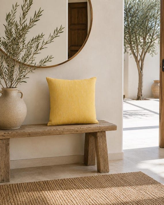 Yellow Outdoor Pillow | Sun Bright Texture Print – UV Resistant Patio Cushion
