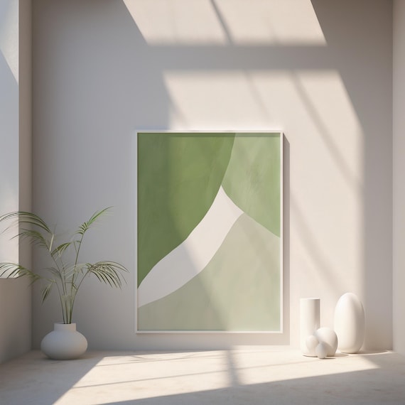 Digital Download: Sage Green Abstract Print | Modern Organic Shapes  | Minimalist Neutral Wall Art