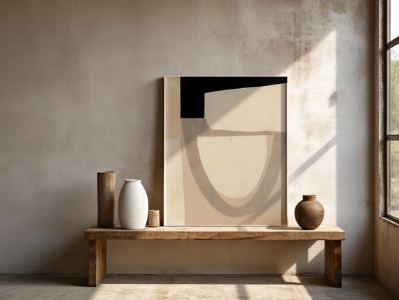 Framed Poster: Modern Beige Wall Art | Museum-Quality Minimalist Neutral Abstract