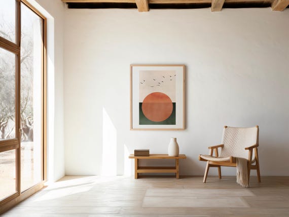 Minimalist Sunset Printable Wall Art, Boho Earth Tone Decor (Digital Download)