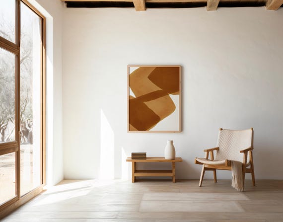 Warm Brown Organic Abstract Wall Art – Digital Download