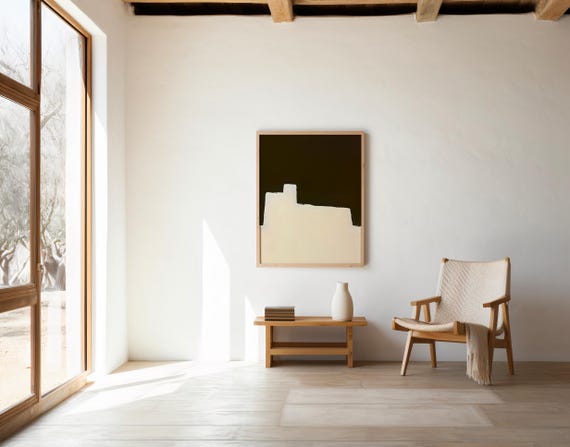 Dark Mocha Minimalist Abstract Wall Art | Digital Download