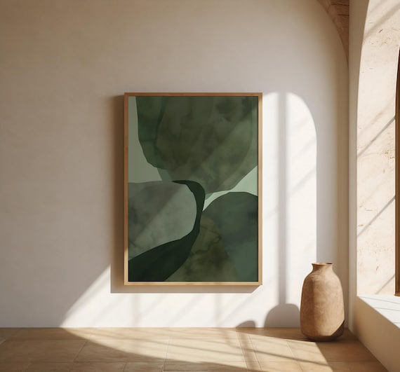 Deep Green Organic Abstract Wall Art | Fine Art Poster