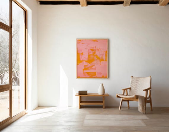 Blush Peach Abstract Wall Art | Digital Download