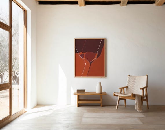 Fine Art Poster: Red Abstract Geometric Art | Bold Modern Wall Decor (Unframed)