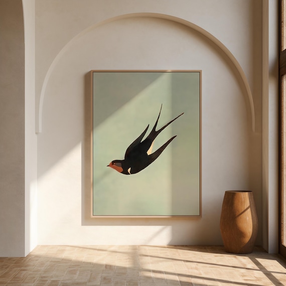Black Swallow Bird Wall Art – Canvas or Framed Canvas