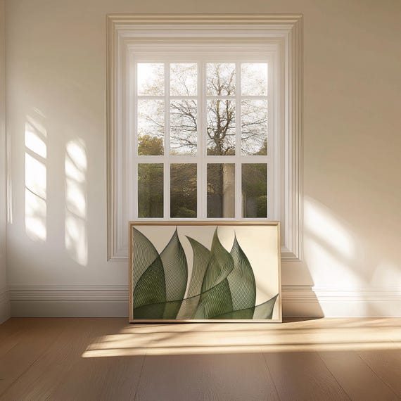 Horizontal Green Abstract Japandi Wall Art – Fine Art Poster