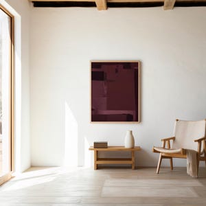Tonal Burgundy Wall Art | Floating Block Abstract – Printable | Instant Download