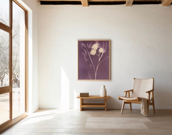 Purple Floral Wall Art | Minimalist Botanical Printable | Digital Download