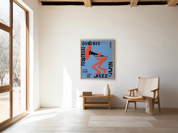 Vintage Jazz Festival Poster | Retro French Jazz Print | Mid-Century Modern Digital Download