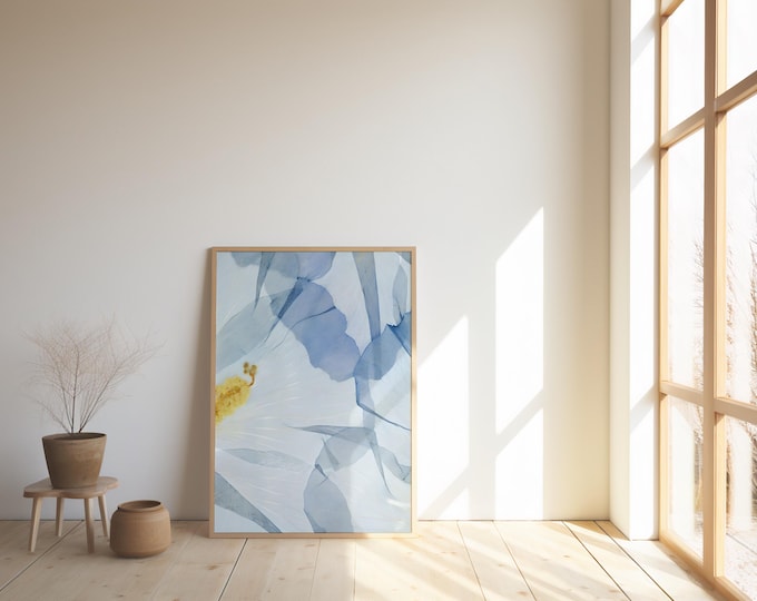 Featured listing image: Soft Blue Floral Abstract | Minimal Botanical Wall Art | Modern Nature Print | Digital Download