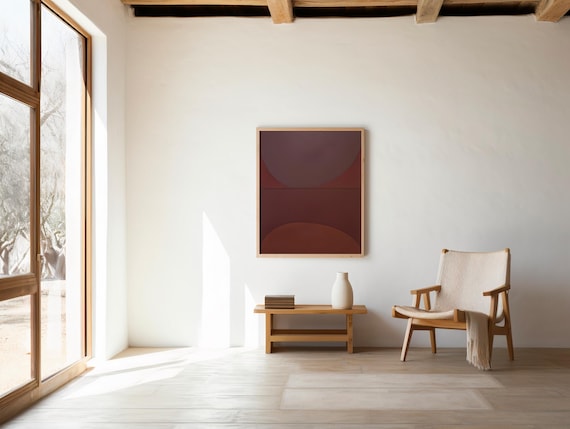 Digital Download: Deep Red Minimalist Abstract Print | Modern Color Field Wall Art